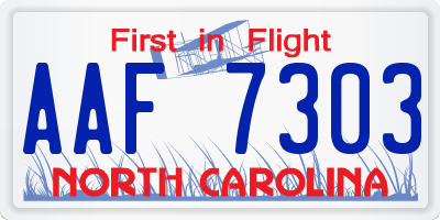 NC license plate AAF7303