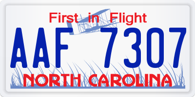 NC license plate AAF7307