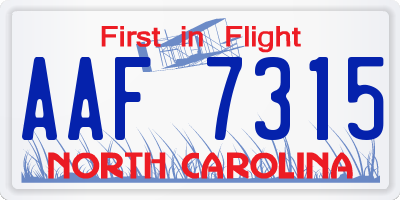 NC license plate AAF7315