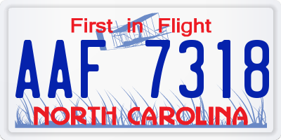 NC license plate AAF7318