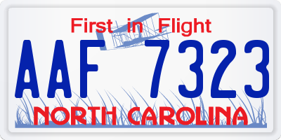 NC license plate AAF7323