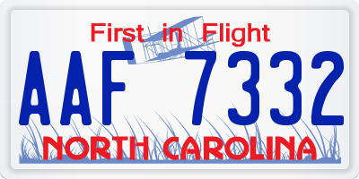 NC license plate AAF7332