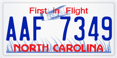 NC license plate AAF7349