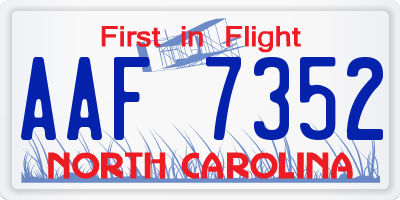 NC license plate AAF7352