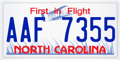 NC license plate AAF7355