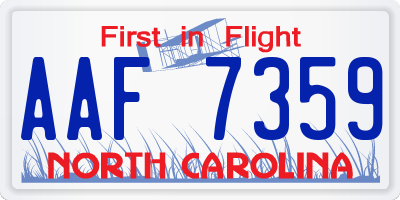NC license plate AAF7359