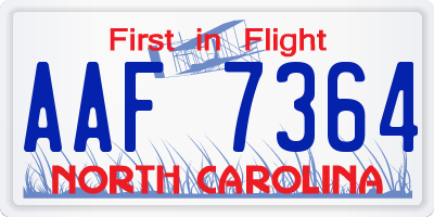 NC license plate AAF7364