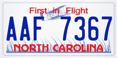 NC license plate AAF7367
