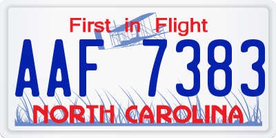 NC license plate AAF7383
