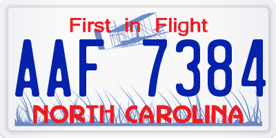 NC license plate AAF7384