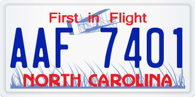 NC license plate AAF7401