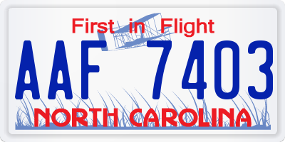 NC license plate AAF7403
