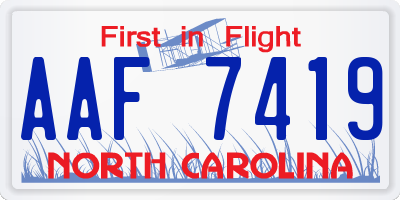 NC license plate AAF7419