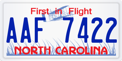 NC license plate AAF7422