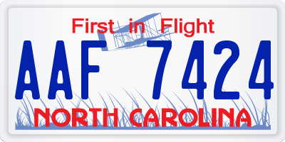 NC license plate AAF7424