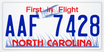 NC license plate AAF7428