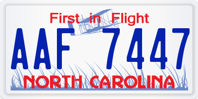 NC license plate AAF7447