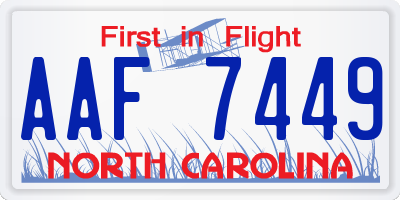 NC license plate AAF7449