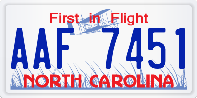NC license plate AAF7451