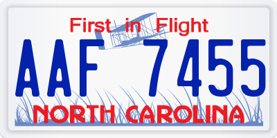 NC license plate AAF7455