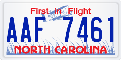NC license plate AAF7461
