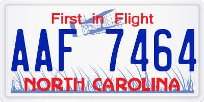 NC license plate AAF7464