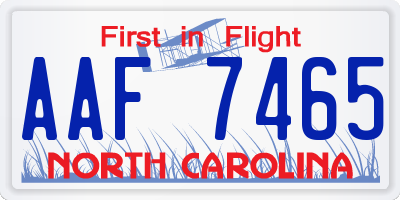 NC license plate AAF7465