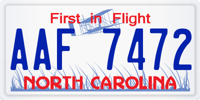 NC license plate AAF7472