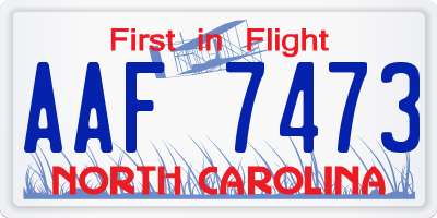 NC license plate AAF7473