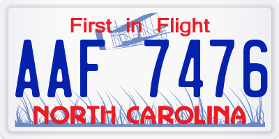 NC license plate AAF7476