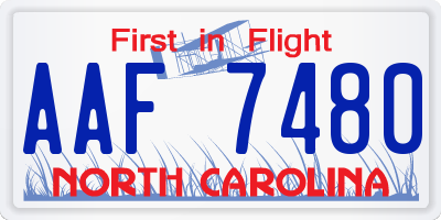 NC license plate AAF7480