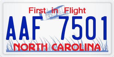 NC license plate AAF7501