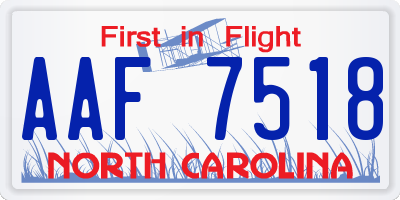 NC license plate AAF7518