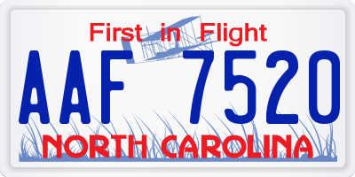 NC license plate AAF7520