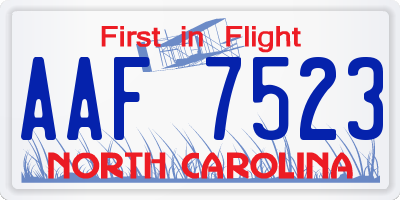 NC license plate AAF7523