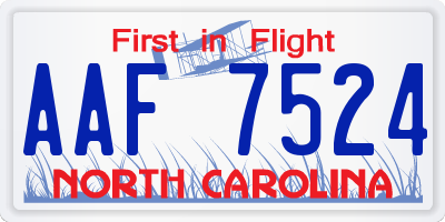 NC license plate AAF7524