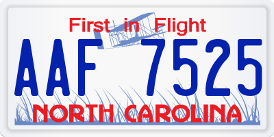 NC license plate AAF7525