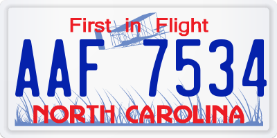 NC license plate AAF7534