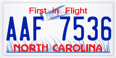 NC license plate AAF7536