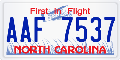 NC license plate AAF7537