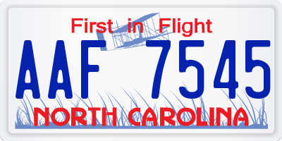 NC license plate AAF7545