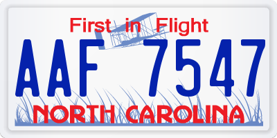 NC license plate AAF7547