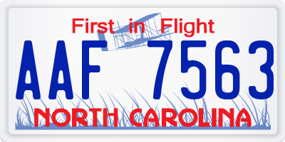 NC license plate AAF7563
