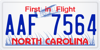 NC license plate AAF7564