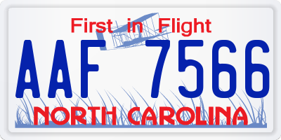 NC license plate AAF7566