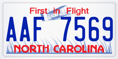 NC license plate AAF7569