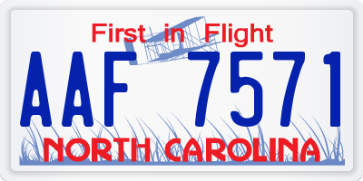 NC license plate AAF7571