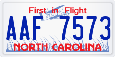 NC license plate AAF7573