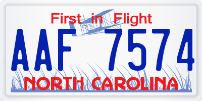NC license plate AAF7574