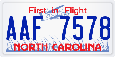 NC license plate AAF7578